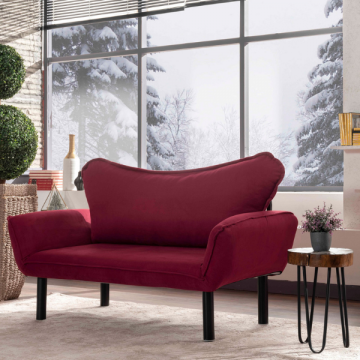 2-Sitz Sofa-Bett | Komfortables und stilvolles Design | Metallrahmen | Maroon