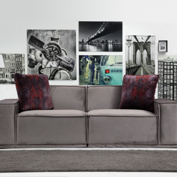 2-Sitzer Sofa | Komfort und Stil | Buchenholzrahmen | Grauer Stoff