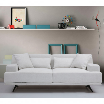 Bequemes und stilvolles 2-Sitz-Sofa | Buchenholzrahmen | 100% Polyester-Stoff | Farbe Beige