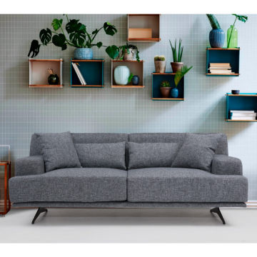 Komfortables und stilvolles 2-Sitz-Sofa mit Buchenholzrahmen und Polyesterstoff - Grau