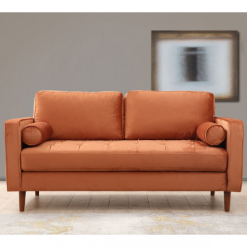 Bequemes 2-Sitz-Sofa | Einzigartiges Design, Buchenholzrahmen, Farbe Orange