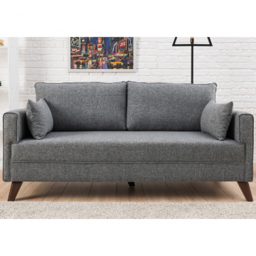 Komfortables und stilvolles 2-Sitz-Sofa | Grau, Holz/MDF-Rahmen