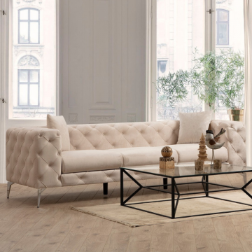 Bequemes 3-Sitzer Sofa mit einzigartigem Design | 237 cm Breite | Farbe Ecru