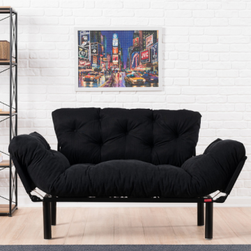 2-Sitzer Sofa-Bett | Komfortabel und stilvoll | Schwarz