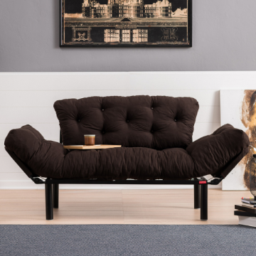 Bequemes Zweisitzer-Sofa | 100% Metallrahmen | 100% Mikrofaserstoff | Easy Clean | Braun