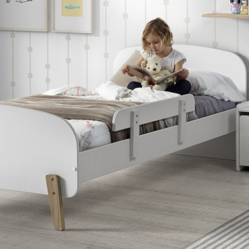 Kinderbett 90x200 mit Bettgitter - weiß