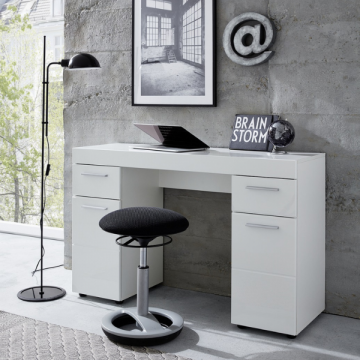 Moderner Schreibtisch Amanda | 120 x 41 x 76 cm | High Glossy White