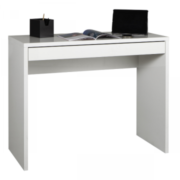 Schreibtisch Monique mit Ablageschublade - weiß hochglanz