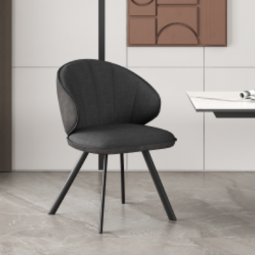 Daisy" Stuhl aus grauem PU-Stoff | Metallbeine, 100% Polyester PU-Polsterung