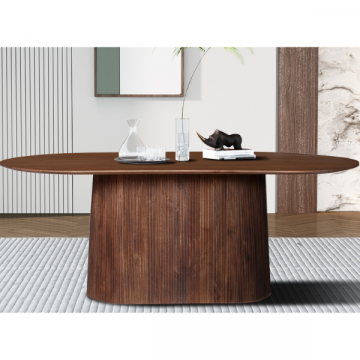 Ovaler hellbrauner Tisch 'Miguel' - 200 cm | Massivholz Mango | H76 x B200 x T100 cm