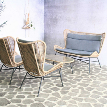Teejay Lounge-Set - Sessel (x2), Zweisitzer und Couchtisch - Sandfarben 