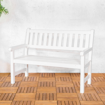 2-Sitzer Gartenbank - 126x70x90 cm - Weiß 