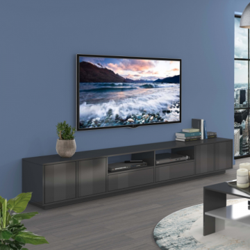 TV-Schrank Orlando | 260 x 41,5 x 46 cm | Lacquered Anthracite Design