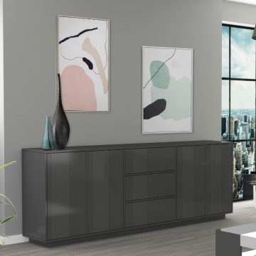 Sideboard Orlando | 220 x 41,5 x 86 cm | Lacquered Anthracite Design