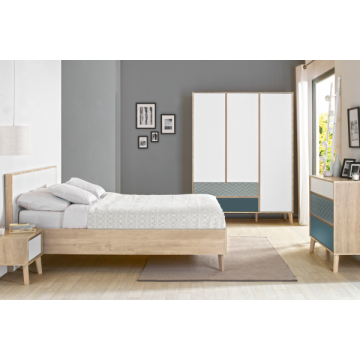 Schlafzimmer Lina: Bett 180x200, Nachttisch, Kommode, Kleiderschrank 