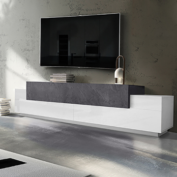 TV-Schrank Porro | 240 x 45 x 51,5 cm | High Gloss White & Report Design