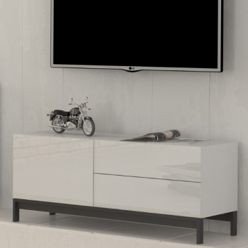 TV-Schrank Matis 110 cm mit 4 Beinen-Hochglanz-weiß 
