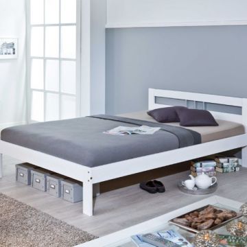 Doppelbett Fana | 205 x 145 x 72 cm | Mit Mittelfuß | Farbe: Weiß