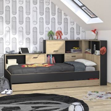 Jugendbett mit Bettkasten und Stauraum Erwan | 90 x 200 cm | Châtaignier-design
