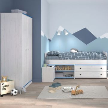 Kinderzimmer-Set Smoozy | Kinderbett, Kleiderschrank und Nachttisch | Weiß