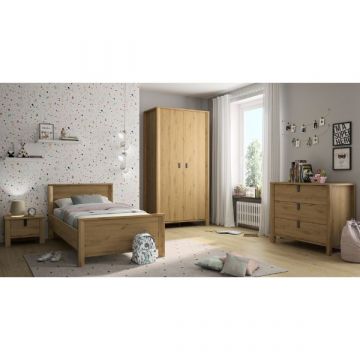 Kinder- und Jugendzimmer-Set Lugano | Einzelbett, Nachttisch, Kleiderschrank, Kommode | Artisan Oak Design