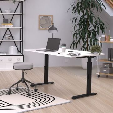 Schreibtisch Hermoso | 120 x 80 x 91 cm | Weiß-schwarzes Design