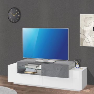 TV-Schrank Porro | 160 x 45 x 51 cm | High Gloss White & Ardesia Design