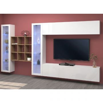 TV-Möbel-Set Natasha | TV-Schrank, Vitrinen, Hängeschrank und Ablagefächer | High Gloss White