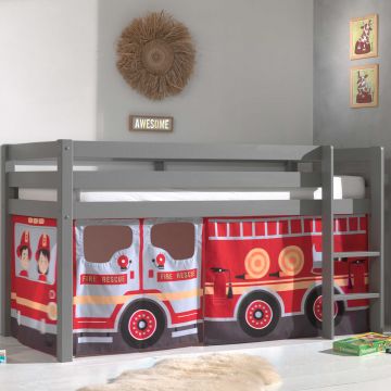 Halbhoher Schlafwagen Charlotte mit Schlafzelt Fire Truck - grau