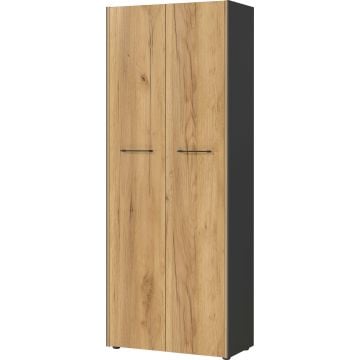 Aktenschrank Robert 196 cm 2 Türen - Anthrazit/Eiche