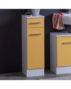 Badezimmerschrank Ricca 25cm 1 Tür und 1 Schublade - weiß/gelb