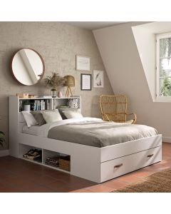 Doppelbett Sabri 140x190cm, 3 Schubladen - weiß