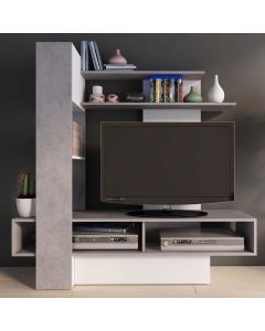 Tv-Möbel Zerko 140cm - Beton/Weiß 