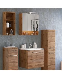 Badkombination Sefa 3 mit Waschtisch und Spiegelschrank - wotan Eiche