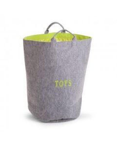 Runde Spielzeugtasche aus Filz - grau/hellgrün