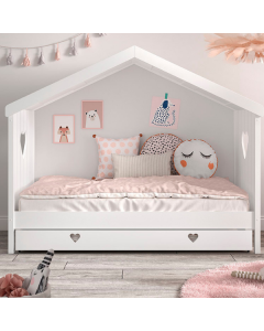 Hausbett Amori mit Bettschublade - weiß
