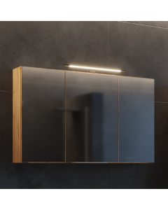 Spiegelschrank Malvo 100cm 3 Türen mit Beleuchtung - Eiche