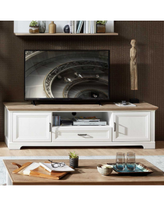 TV-Möbel Samine 193cm 2 Türen und 1 Schublade - weiß/Eiche