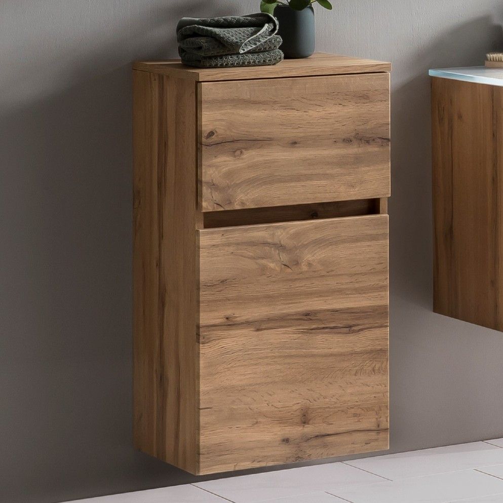 Badezimmerschrank Kornel 40cm 1 Tür und 1 Schublade - Eiche Badezimmerschrank Kornel 40cm 1 Tür und 1 Schublade - Eiche